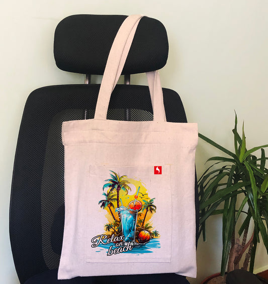 Relax On Beach - Printed Tote Bag