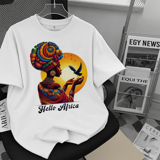 Hello Africa oversized 100% premium cotton Tee.