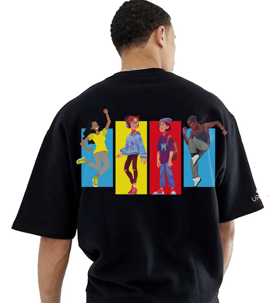 Characters Black oversized premium 100% cotton Tee.