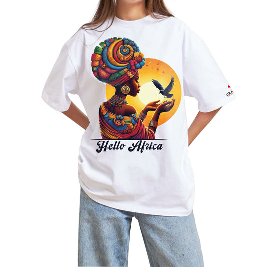 Hello Africa oversized 100% premium cotton Tee.