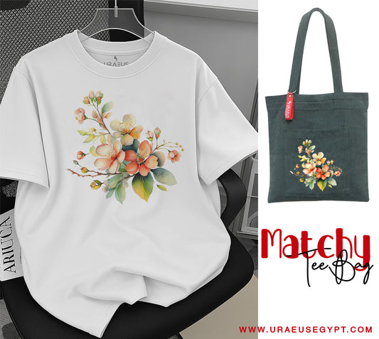 "Roses" white Matchy Tee / Bag