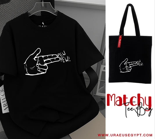"Shooting" black Matchy Tee / Bag